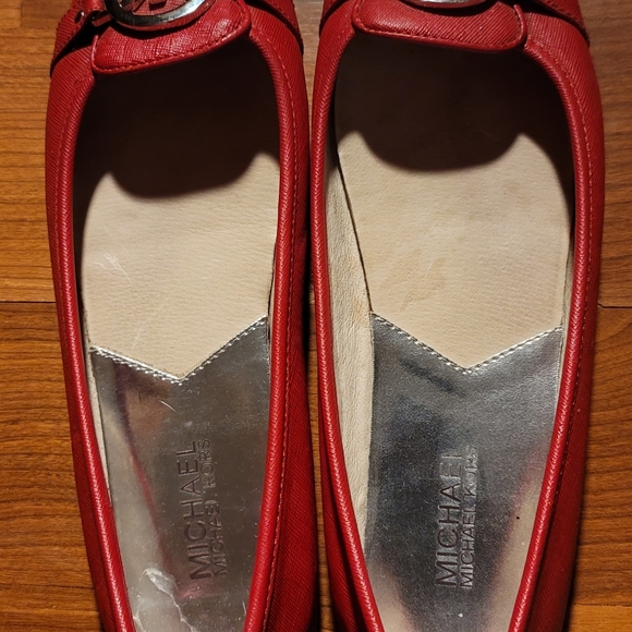 Michael Kors Red Loafers with Black Soles - Picture 3 of 4